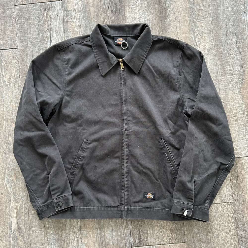 Vintage Dickies Eisenhower Jacket Mens Large Black Full Zip Work Y2k Faded